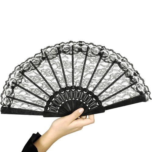 Fächer schwarz mit spitze - schwarz, 45