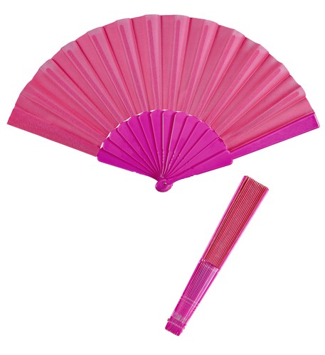 Pinker fächer 23cm aus stoff - fächer,
