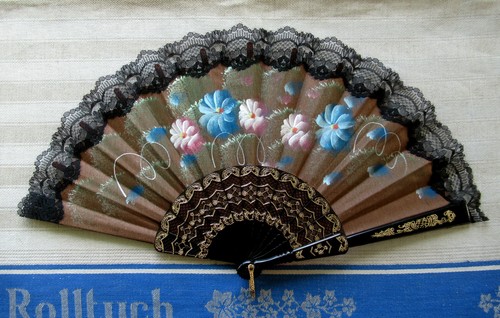 Alter fächer handbemalt - -,